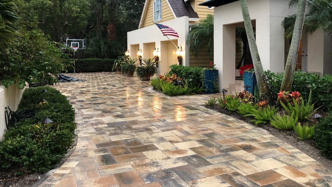 Travertine Driveways project in Miami by Driveway & Paver Solutions