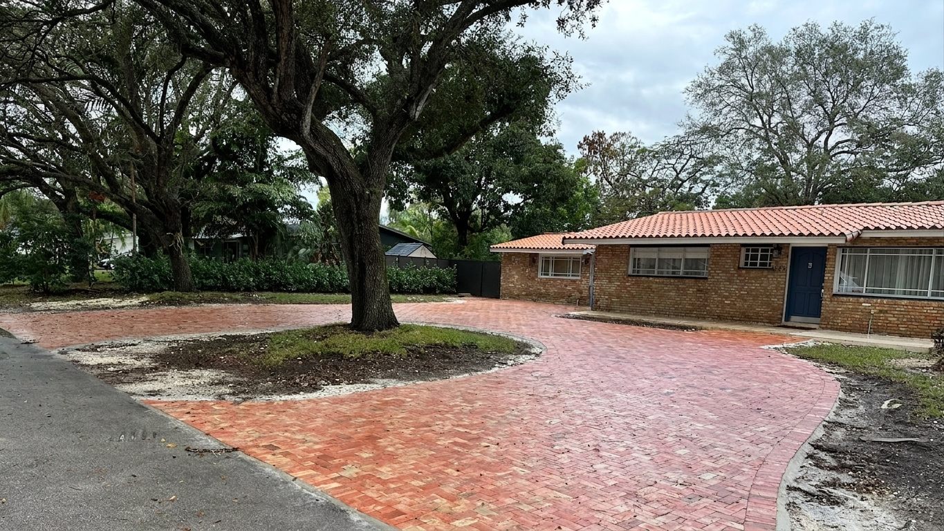 Red chicago brick driveway in Miami