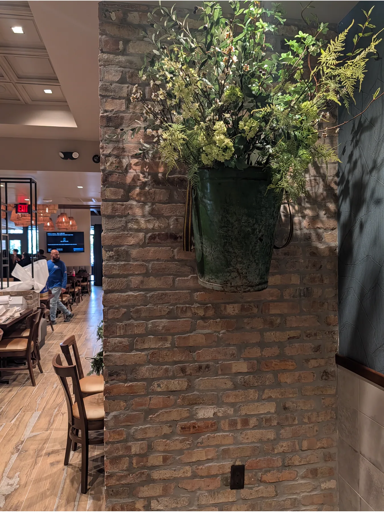 Old Chicago brick column inside Sergio’s Restaurant in Pinecrest