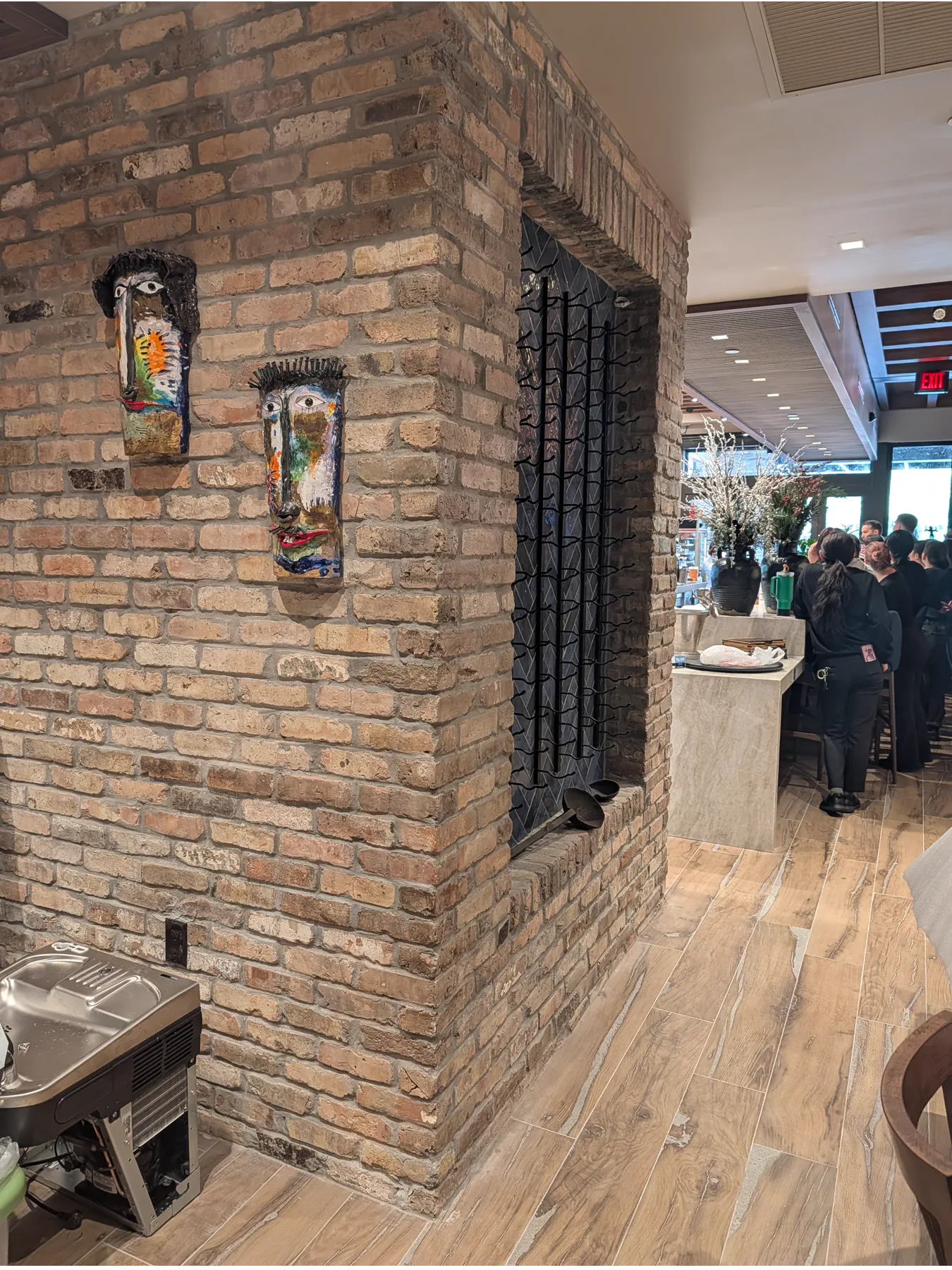 Wrapped Old Chicago brick corner inside Sergio’s Restaurant