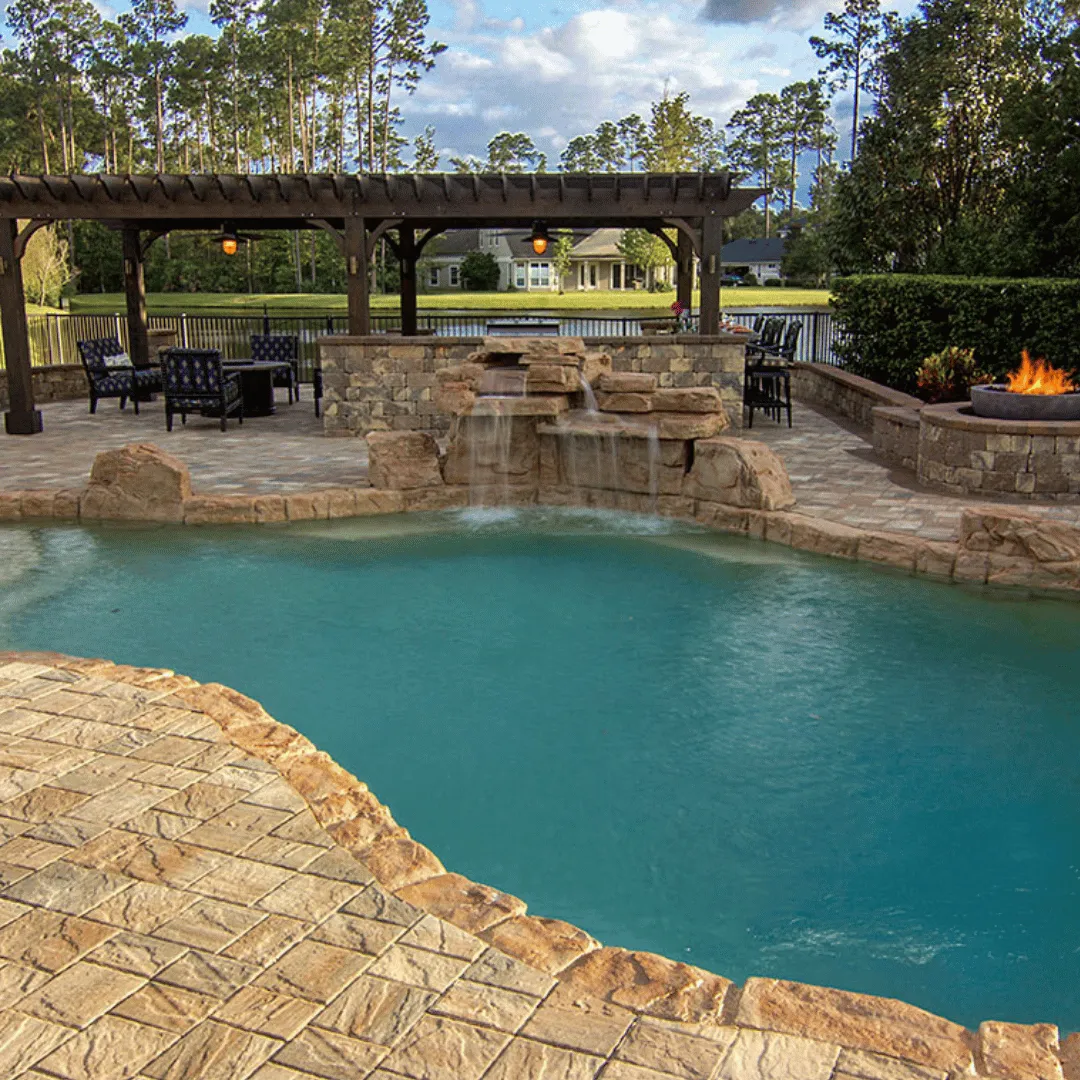 Modern pool deck coping and pavers installation Miami