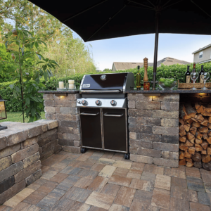 Stylish outdoor kitchen on durable concrete pavers