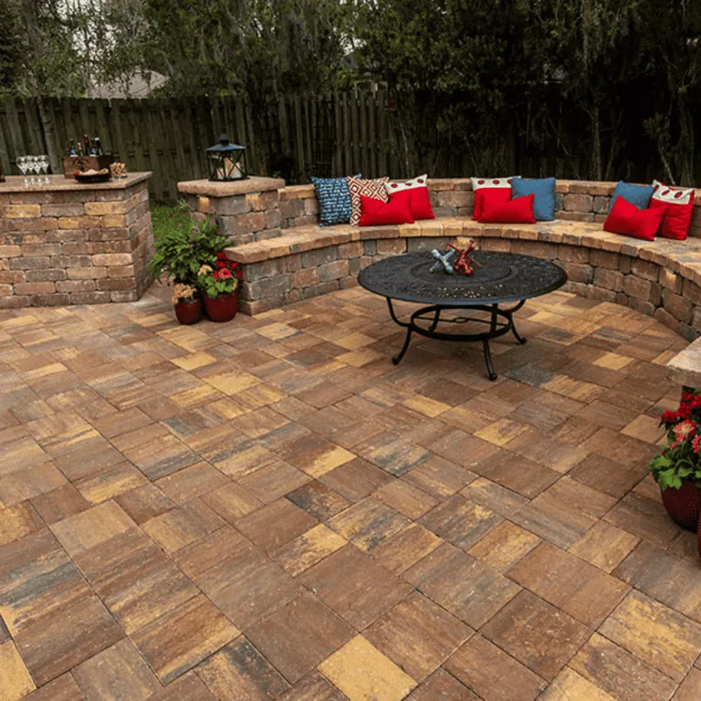Elegant patio pavers setup with BBQ grill.
