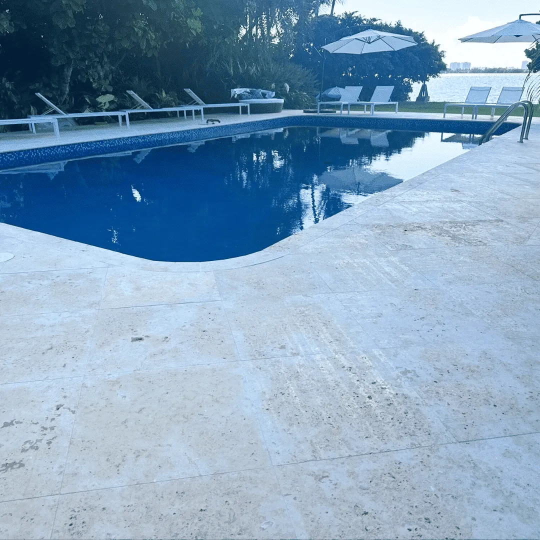 Marble pool deck installation Aventura FL